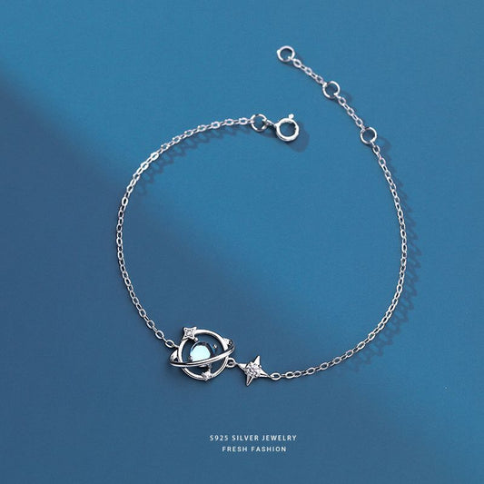silver 925 bracelet korean design Moonstone Planet Design!