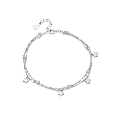 silver 925 bracelet korean design Star double chain design!