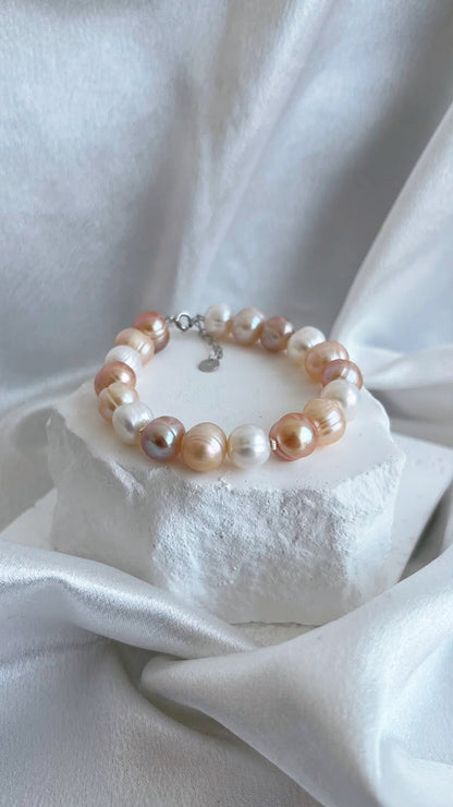 fresh water pearl with silver necklace bracelet handmade candy colour