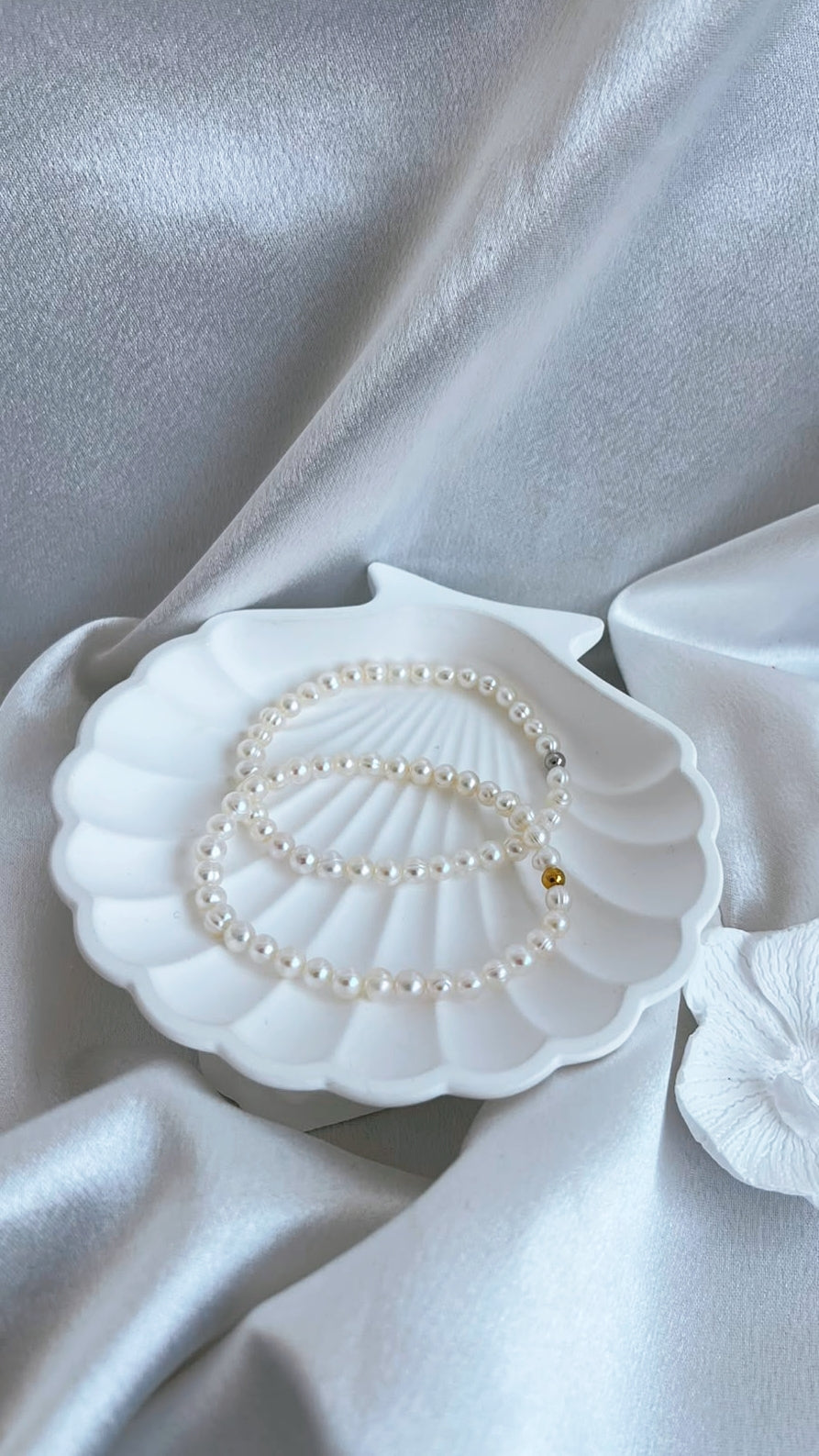 Freash water white pearl bracelet 4-5mm