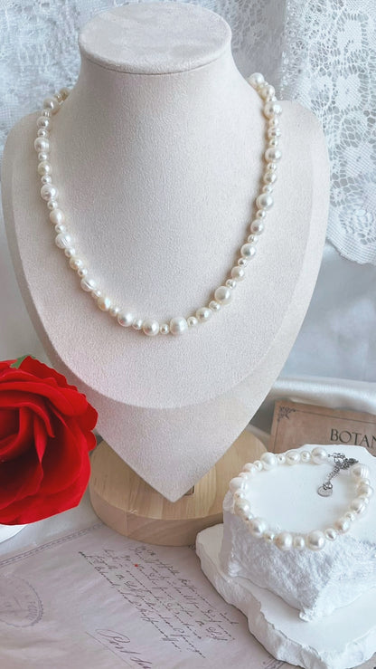 Fresh water Pearl Necklace and bracelet set 4-8mm pearls