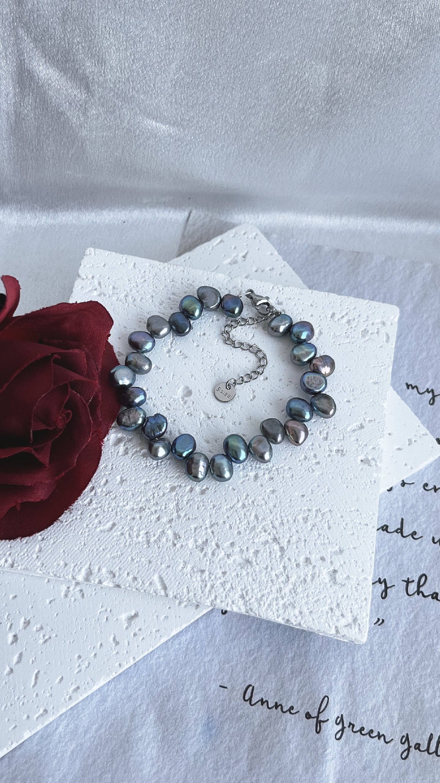 Fresh water Pearl Bracelet 6-7mm Peacock Colour
