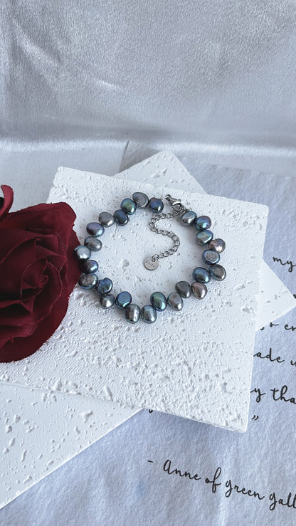 Fresh water Pearl Bracelet 6-7mm Peacock Colour