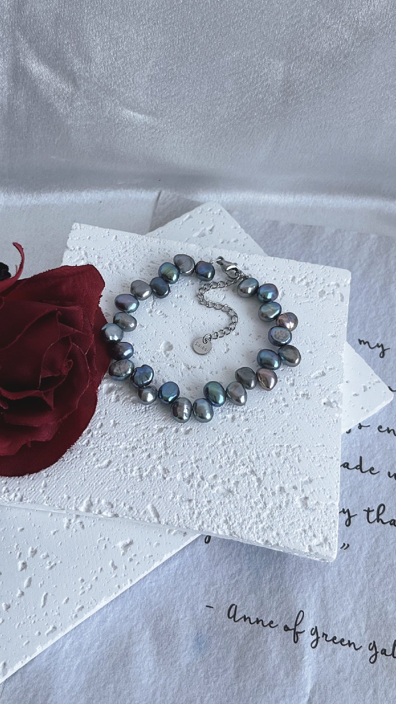 Fresh water Pearl Bracelet 6-7mm Peacock Colour