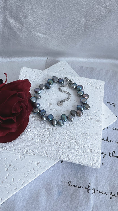 Fresh water Pearl Bracelet 6-7mm Peacock Colour