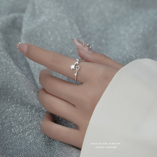 925 sterling silver star shaped zircon inlaid ring