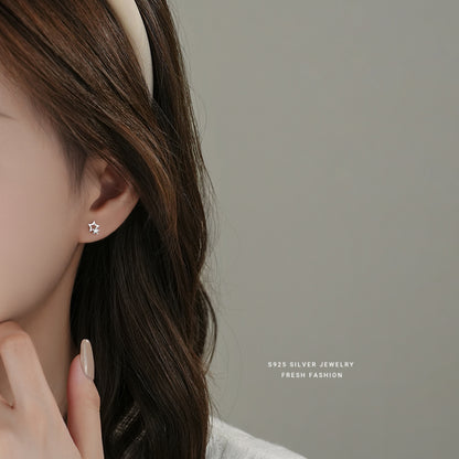 925 sterling silver star shaped zircon inlaid earrings