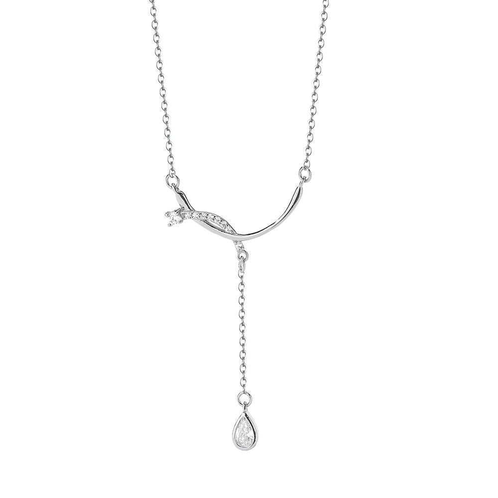 925 sterling silver water drop curve exquisite jewelry set ~ necklace earrings ~