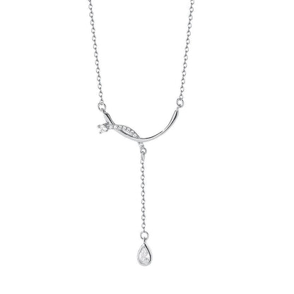 925 sterling silver water drop curve exquisite jewelry set ~ necklace earrings ~