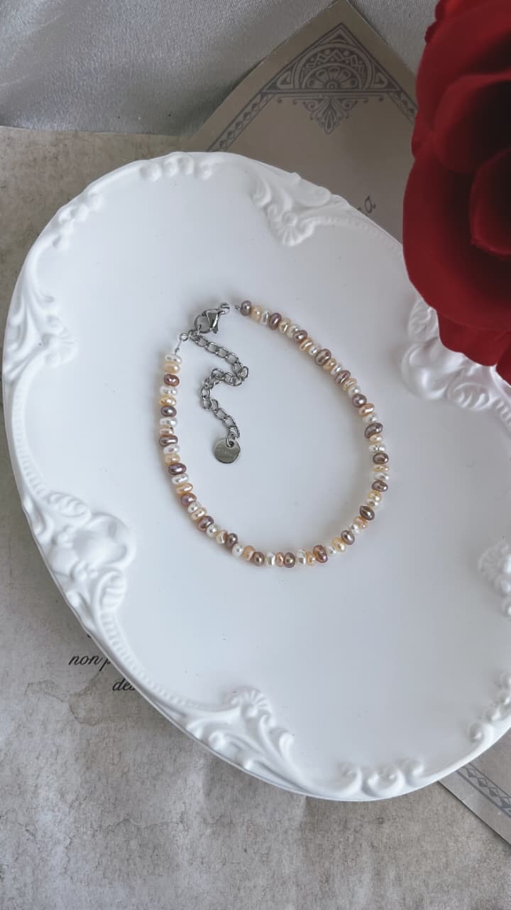 Fresh water Pearl Bracelet Candy colours 2mm