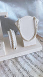 Fresh water pearl set, Egg shaped white pearls 4-5mm