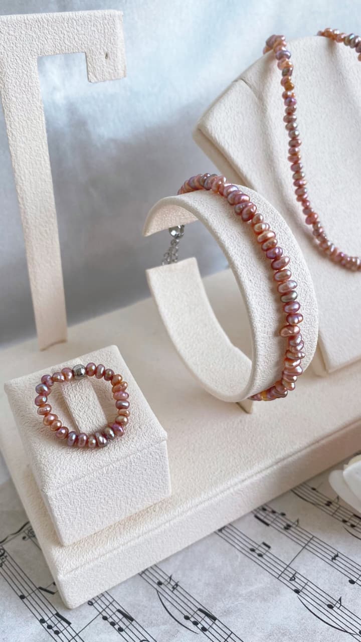 Fresh Water Pearl set 2-3mm Purple pearl set
