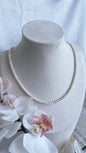 Fresh water pearls necklace 3-4mm silver/stainless steel handmade jewel natural white colour