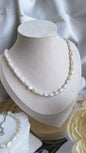 Fresh water pearls necklace and bracelet set 6-7mm natural white colour handmade jewellery adjustable length