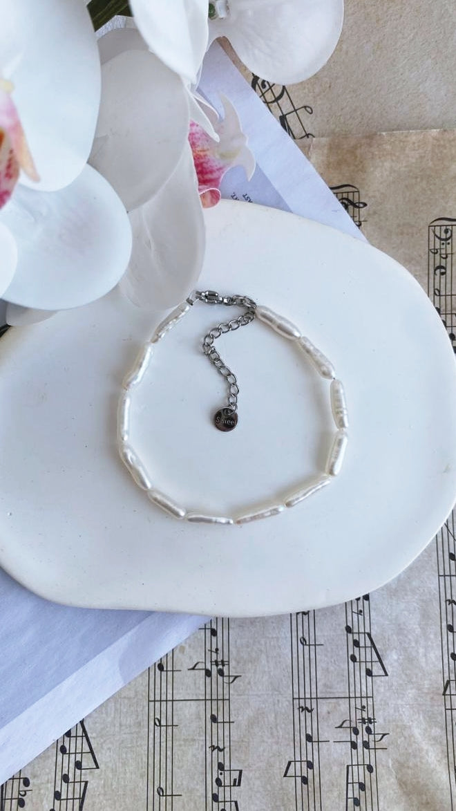 fresh water pearls baroque white pearls bracelet handmade jewellery adjustable length
