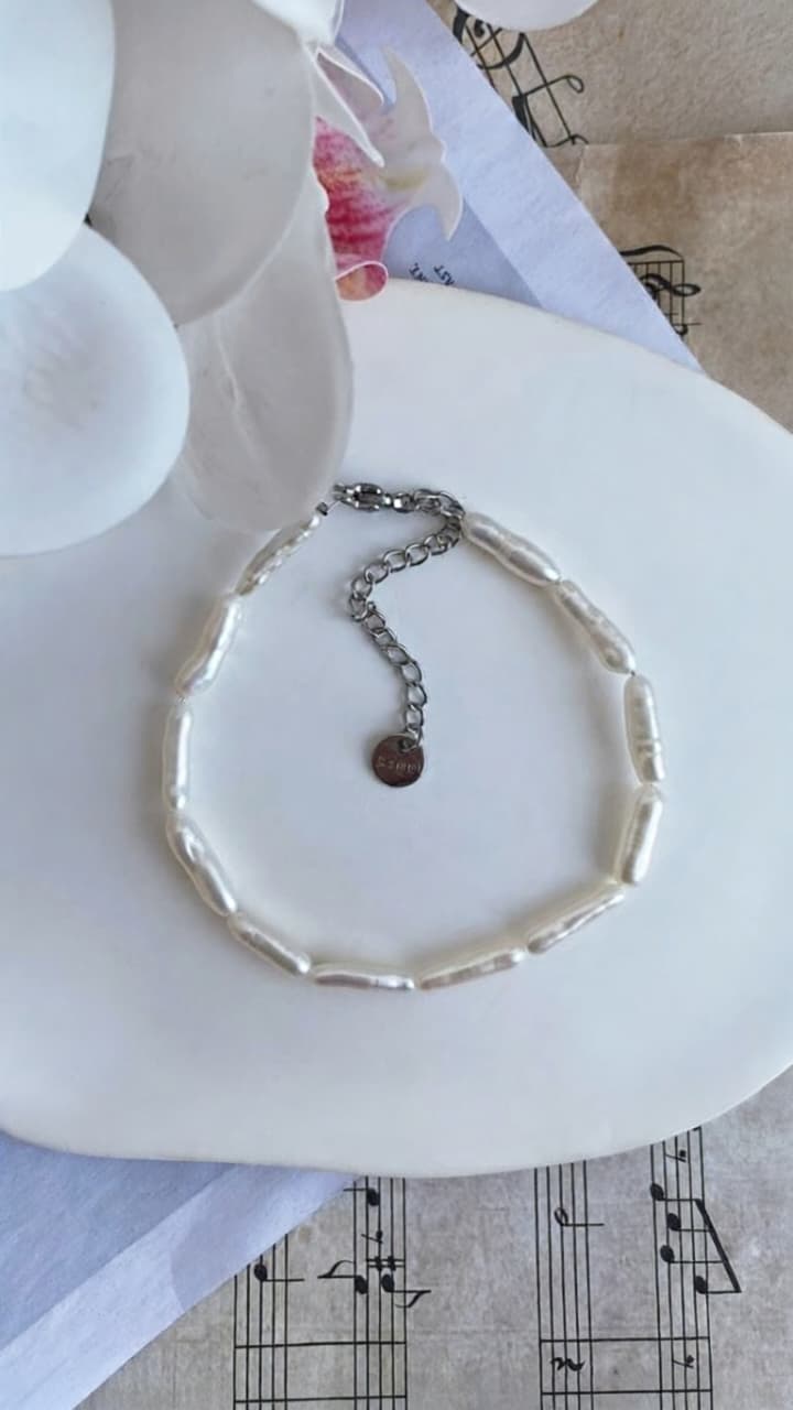 fresh water pearls baroque white pearls bracelet handmade jewellery adjustable length