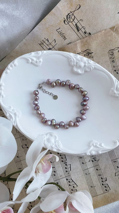 Fresh water Pearl Bracelet 6-7mm taro purple Colour