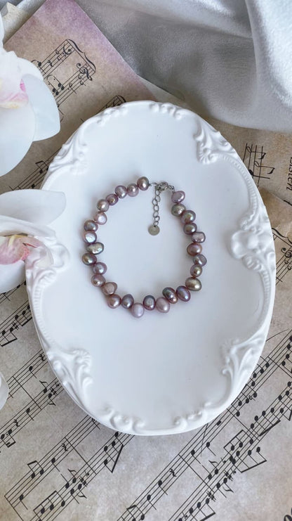 Fresh water Pearl Bracelet 6-7mm taro purple Colour