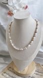 Fresh water pearls jewellery set 6-8mm natural purple and white colour handmade