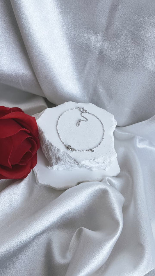 Silver 925 bracelet korean design simple rose,heart, and zircon design
