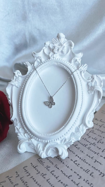 Silver 925 necklace korean design Butterfly full zircon simple design