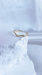 Sterling 925 Silver Golden plated Simple clear Zircon Ring