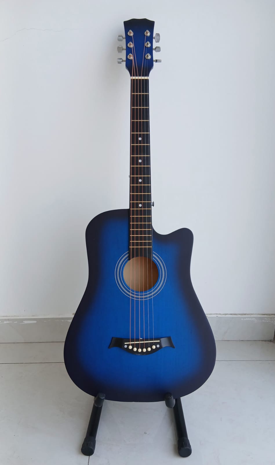 Acoustic guitar 38 inches Base wood (Matt Blue colour with black ombre edge)