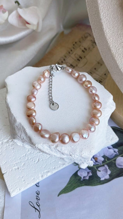 Fresh water pearls necklace and bracelet set 6-7mm natural purple colour handmade jewellery adjustable length
