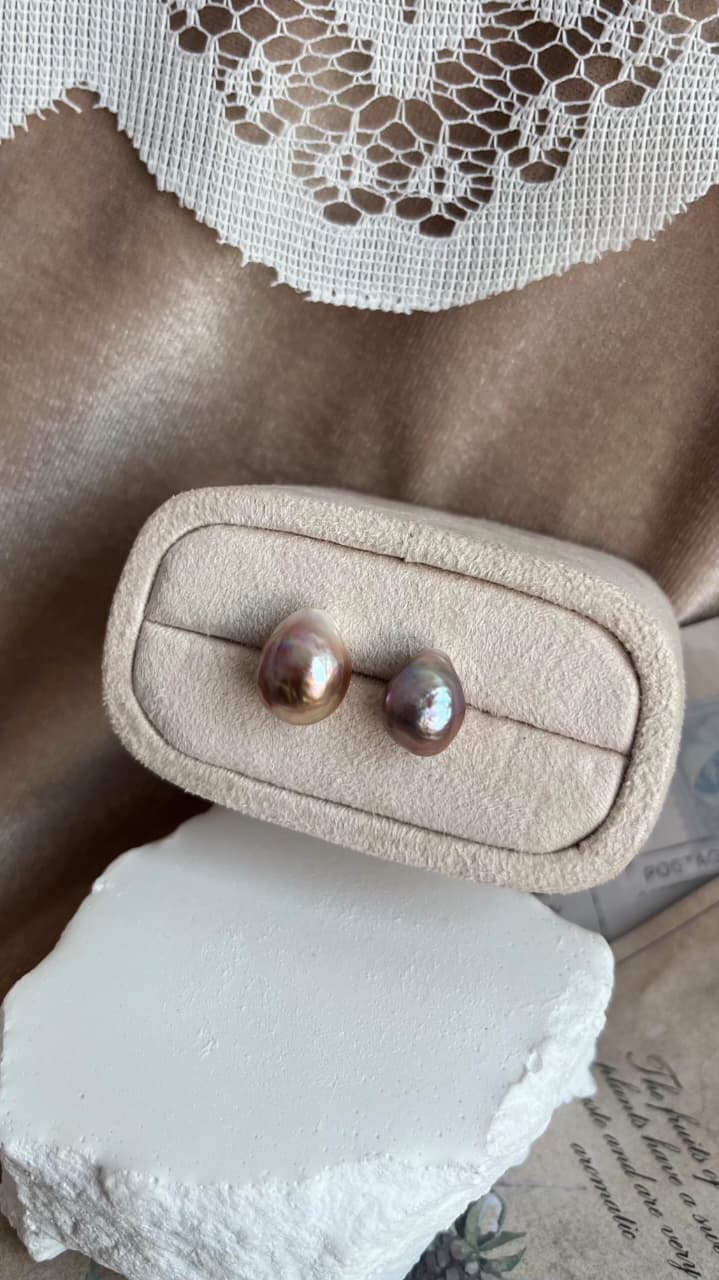 fresh water pearl earrings deep purpel baroque pearls and sterling silver 925
