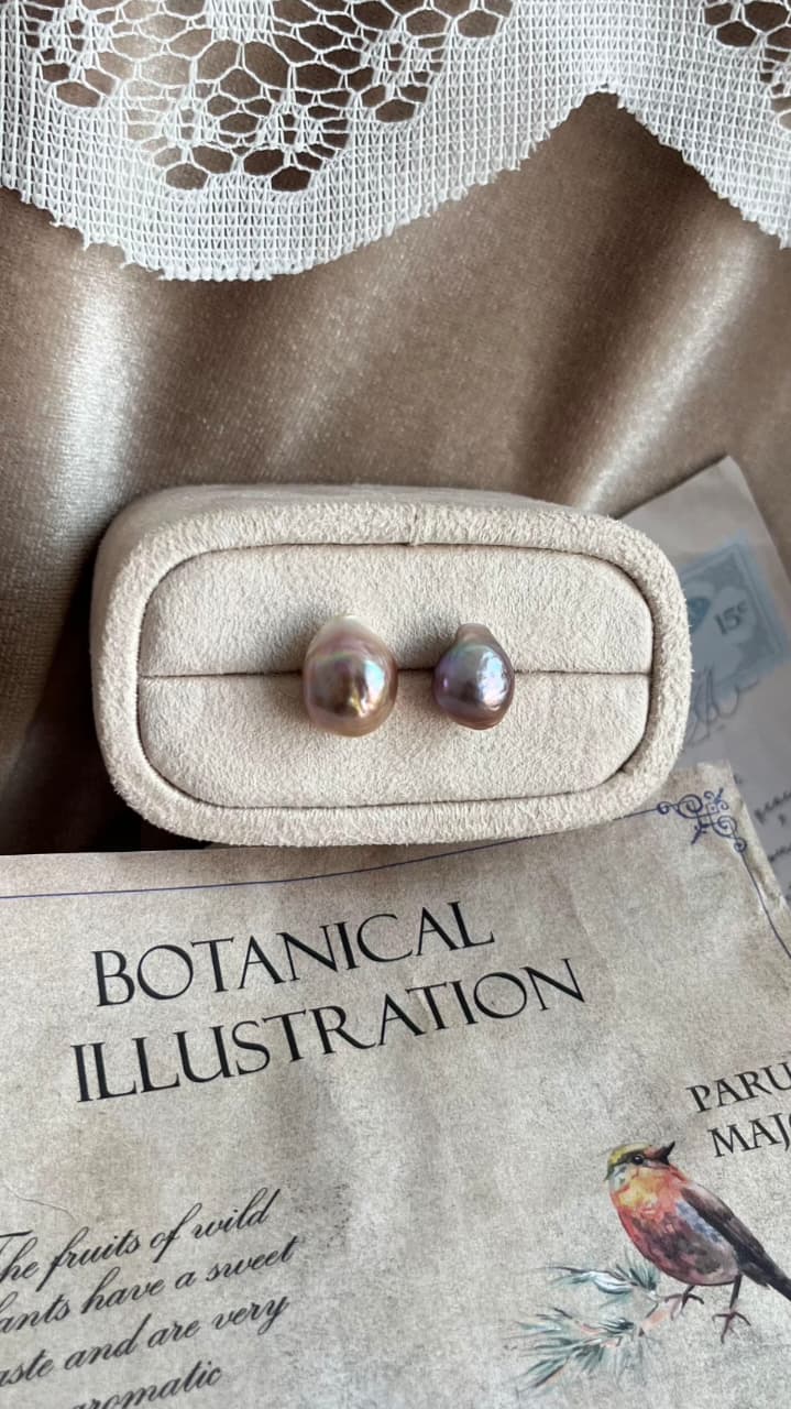 fresh water pearl earrings deep purpel baroque pearls and sterling silver 925