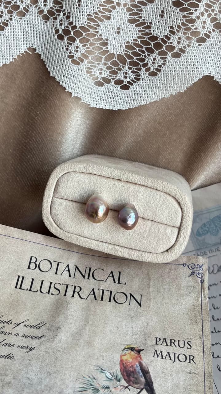 fresh water pearl earrings deep purpel baroque pearls and sterling silver 925