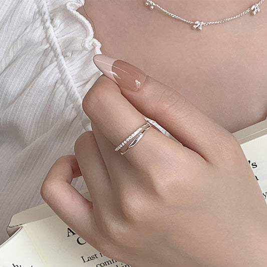 silver 925 ring korean design Simple and elegant double chain!XDQ8218R syn