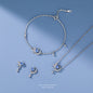925 sterling silver blue star moon jewelry set ~ necklace bracelet earrings ~