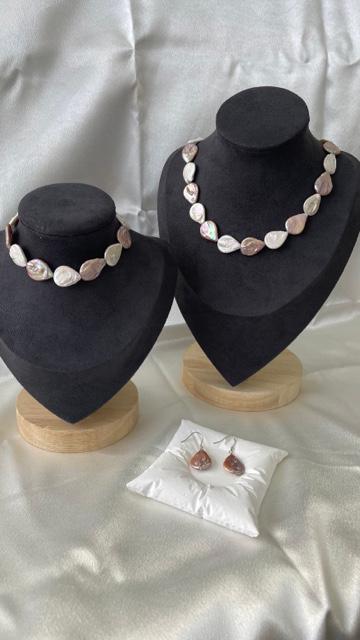 Genuine freshwater pearls, teardrop shape, handmade, original design necklace, 925 sterling silver parts