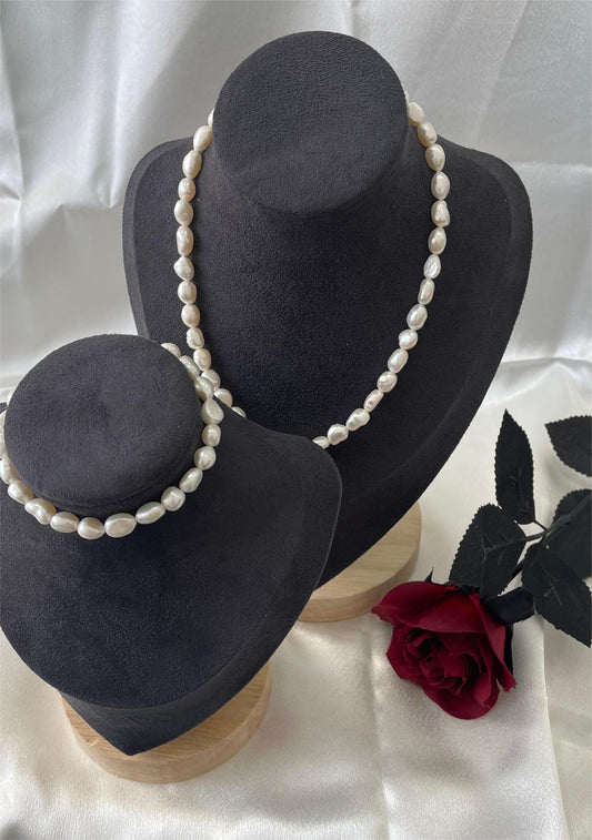 Freshwater pearl necklace bracelet, irregular stone shape, special shape, versatile personality, handmade, sterling silver parts