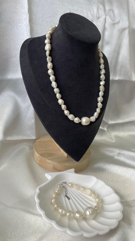 Freshwater pearl necklace bracelet, bayberry pearl thread pearl, special shape, original design, rare atmosphere, sterling silver parts