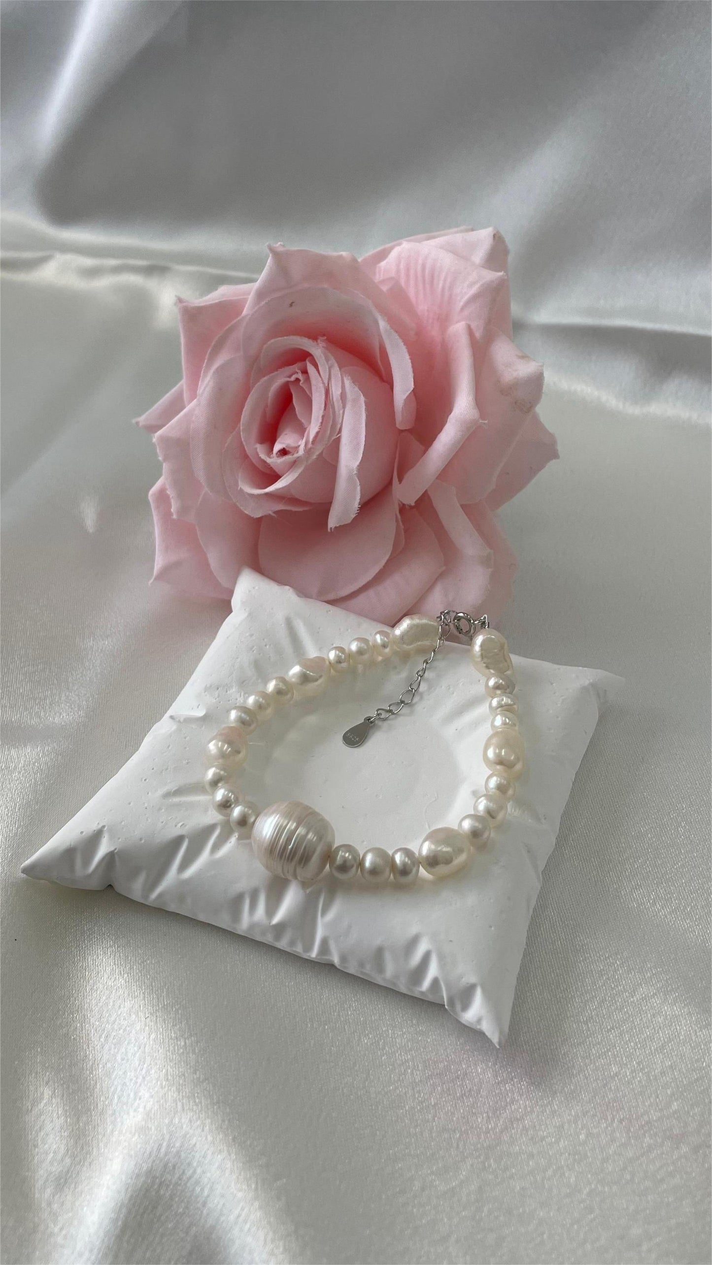 Freshwater pearls, threaded pearls, special shapes and designs, handmade, sterling silver parts