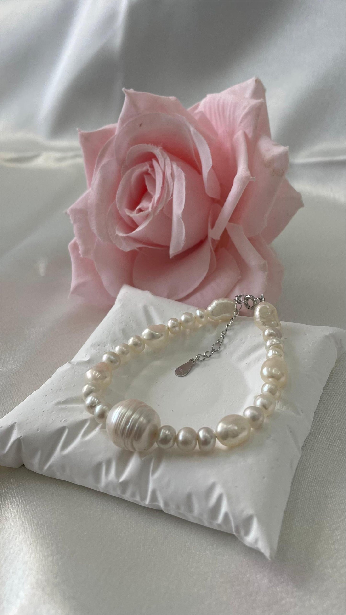 Freshwater pearls, threaded pearls, special shapes and designs, handmade, sterling silver parts