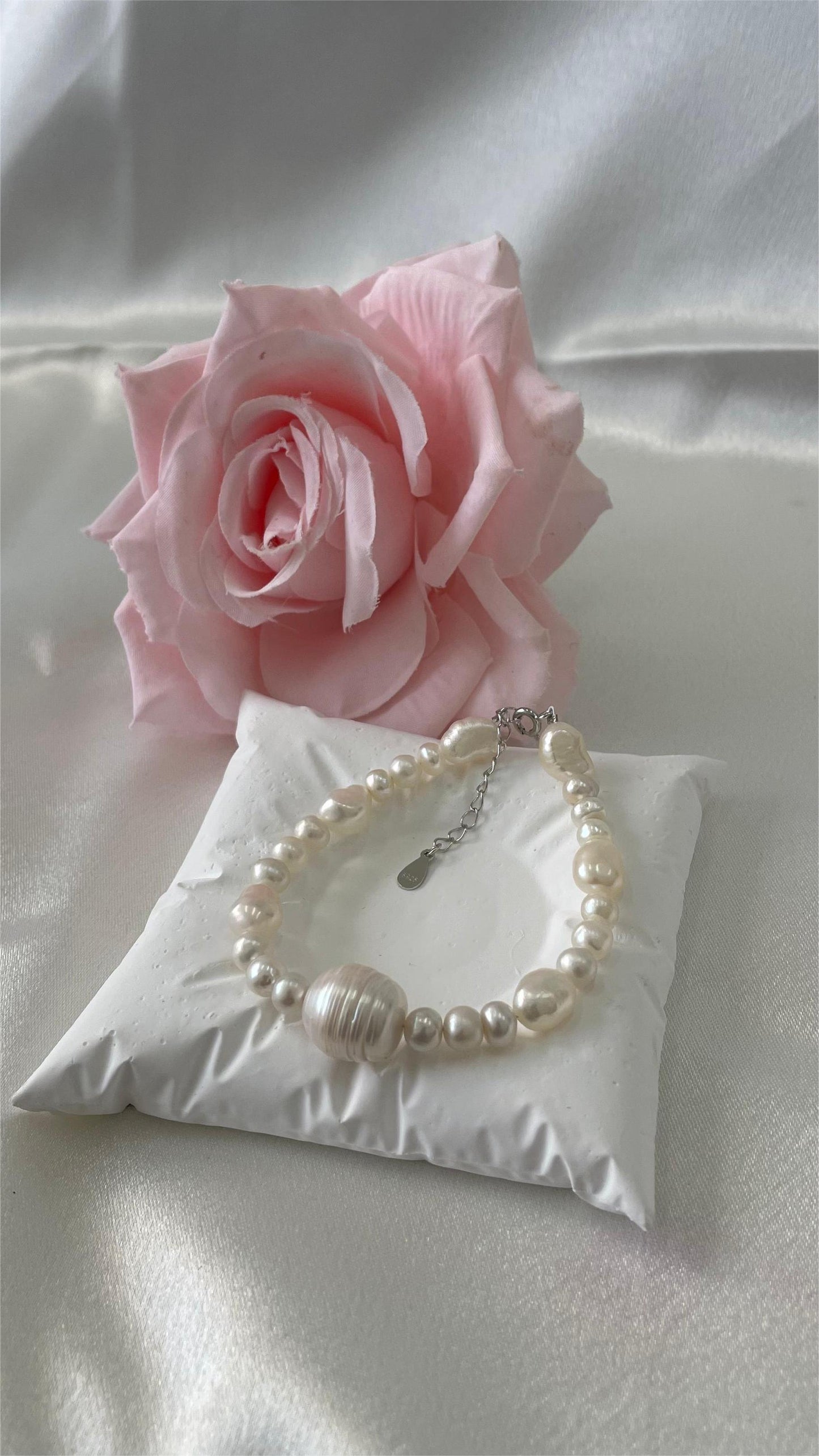 Freshwater pearls, threaded pearls, special shapes and designs, handmade, sterling silver parts