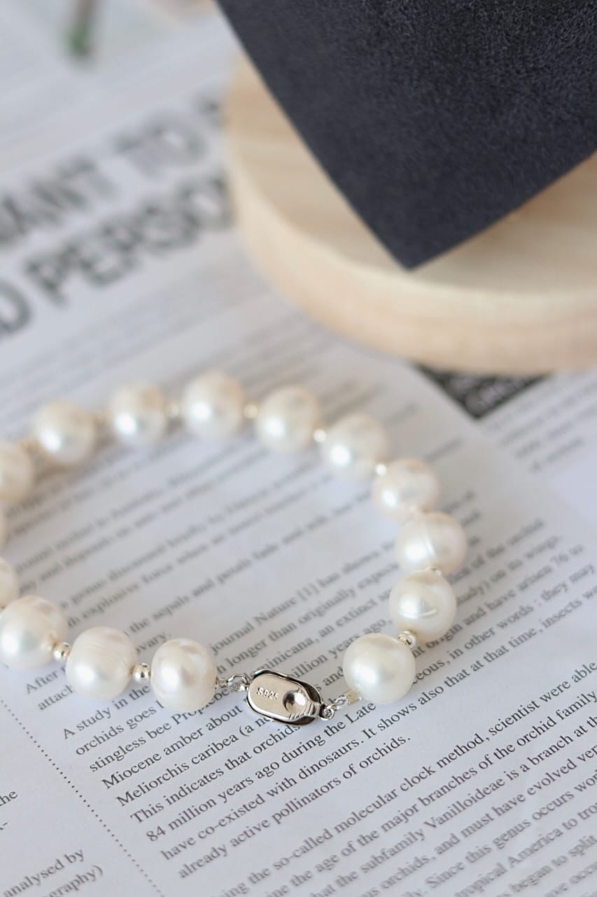 Large pearls, mother's necklace, 10-11mm pearls, long necklace, sweater chain, handmade, 925 sterling silver accessories, bracelet set