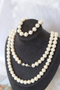 Large pearls, mother's necklace, 10-11mm pearls, long necklace, sweater chain, handmade, 925 sterling silver accessories, bracelet set