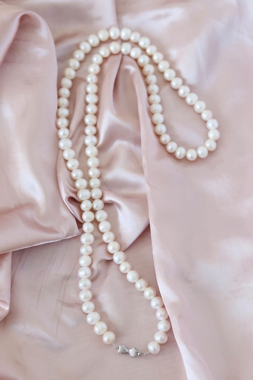 Large pearls, mother's necklace, 10-11mm pearls, long necklace, sweater chain, handmade, 925 sterling silver accessories, bracelet set