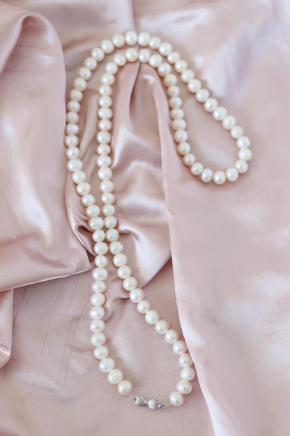 Large pearls, mother's necklace, 10-11mm pearls, long necklace, sweater chain, handmade, 925 sterling silver accessories, bracelet set